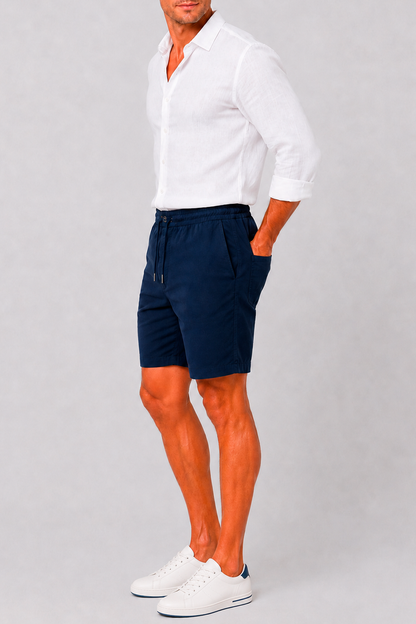 Pantalón corto de lino marino