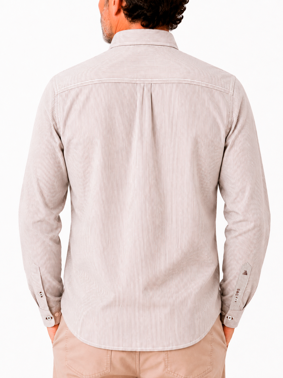 Camisa hombre manga larga Rayas Marrón