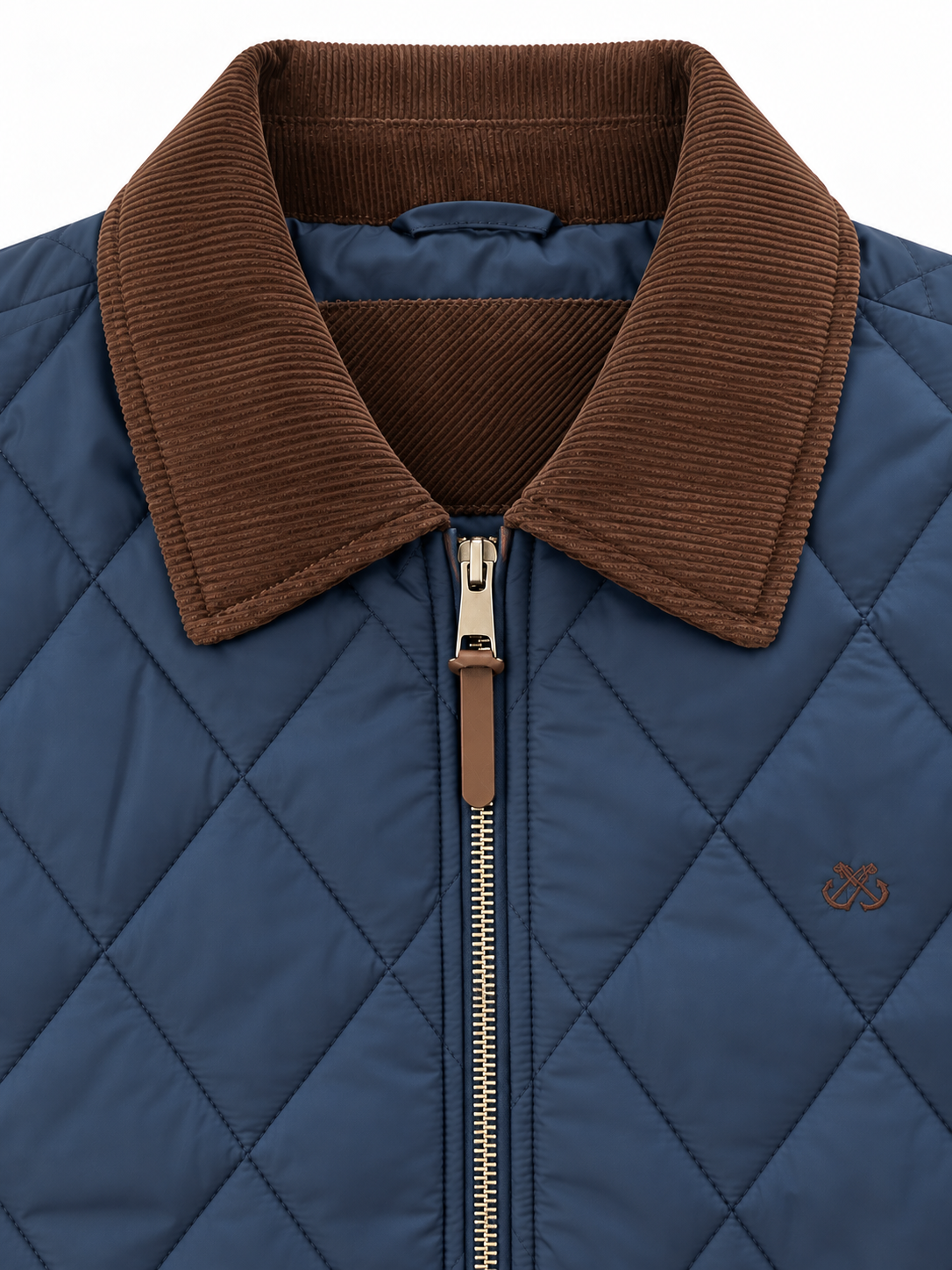 Chaqueta OXFORD hombre acolchada cuello pana kaki
