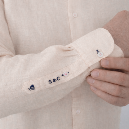 Polera Lino de hombre Blanco Roto