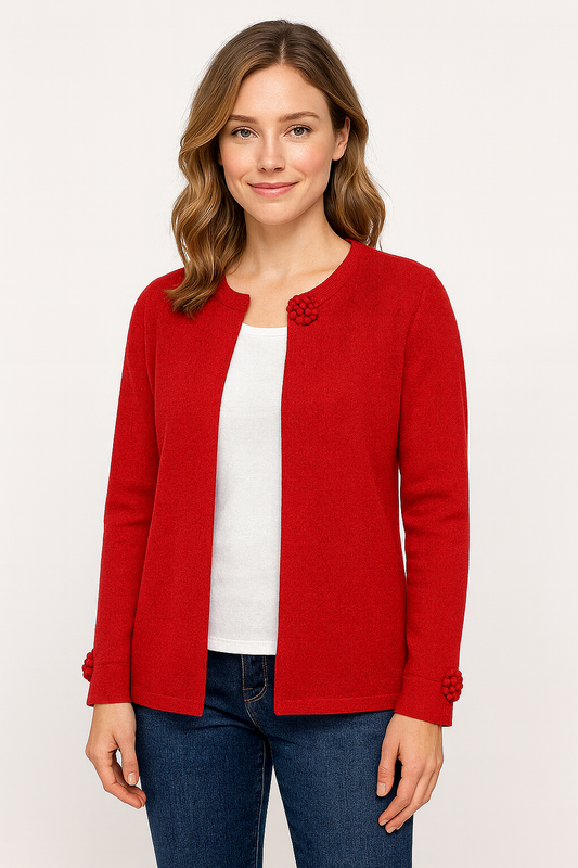 Chaqueta de punto detalle flor