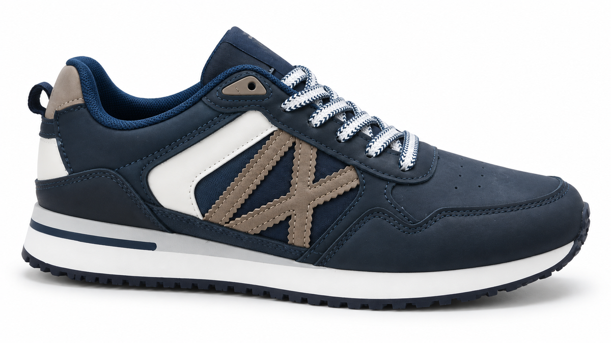 Zapatillas casual cómodas de hombre Marino Beige Blanco