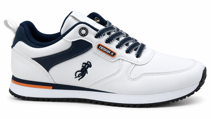 Zapatillas casual cómodas de hombre Blanco y Marino Naranja