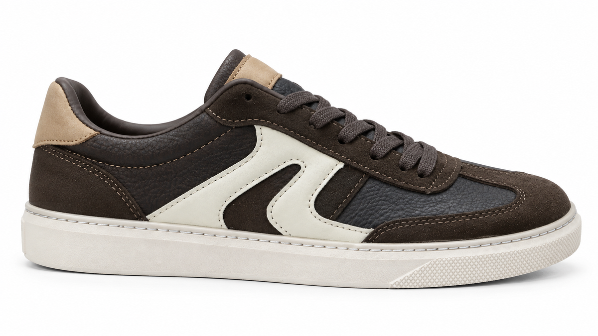 Zapatillas casual cómodas de hombre Marrón y Blanco