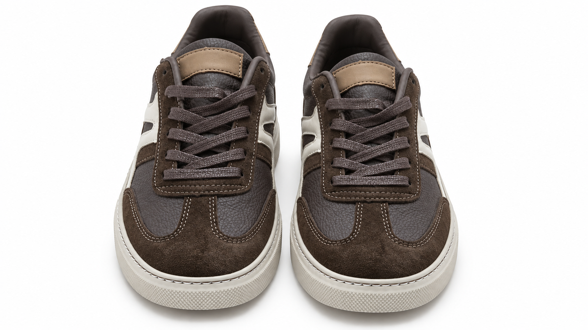 Zapatillas casual cómodas de hombre Marrón y Blanco