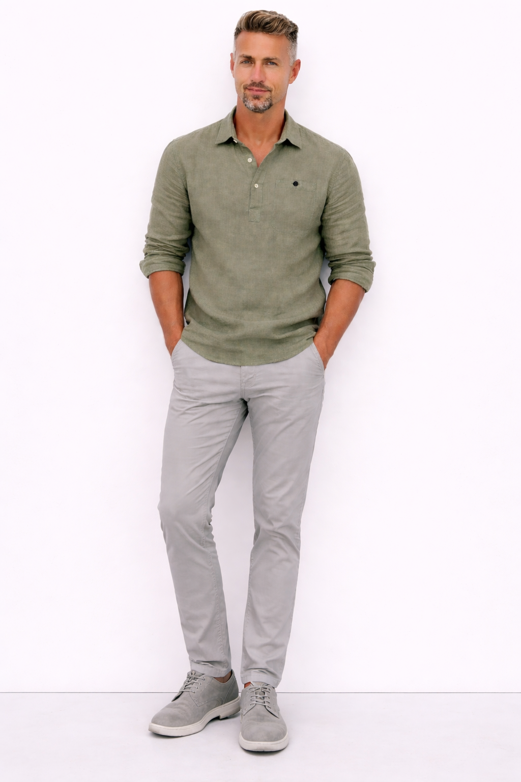 Polera Lino de hombre Verde