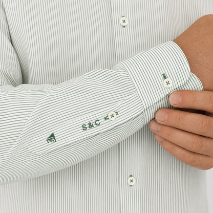 Camisa hombre manga larga Rayas Verde