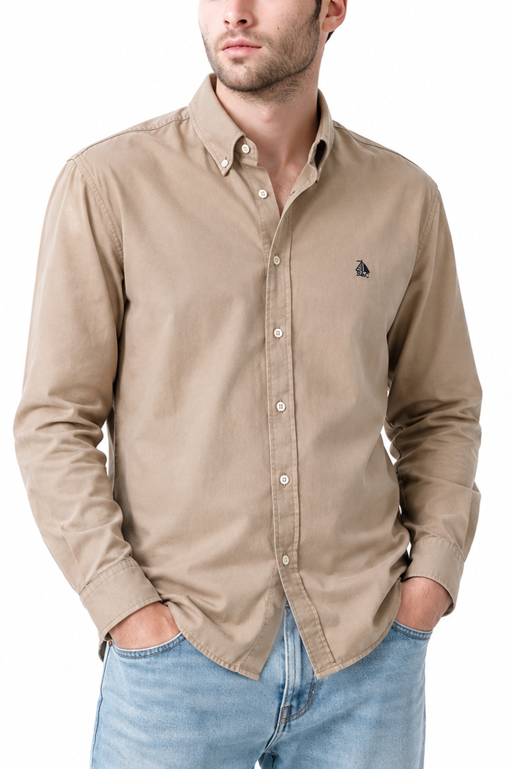 Camisa hombre manga larga Sarga Siena Beige