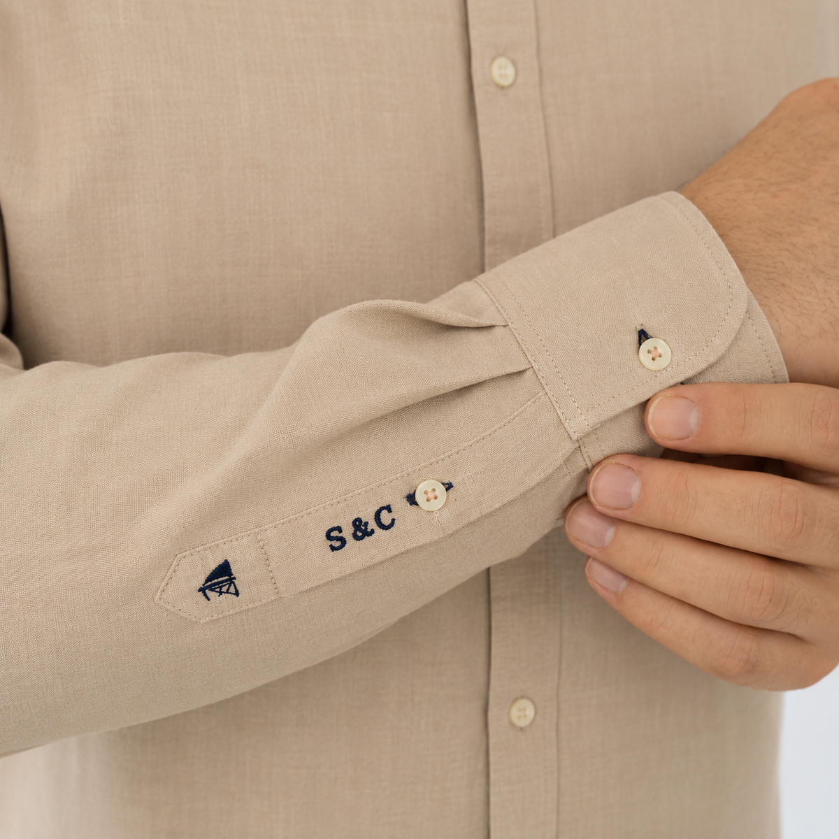Camisa hombre manga larga Sarga Siena Beige