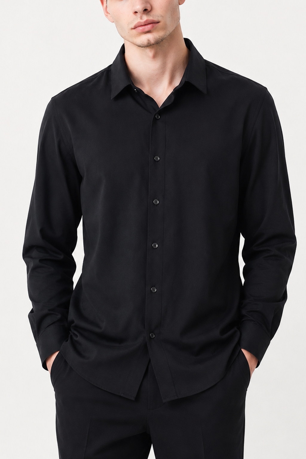 Camisa hombre manga larga Milano Negro