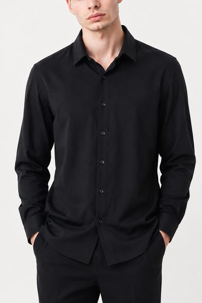 Camisa hombre manga larga Milano Negro