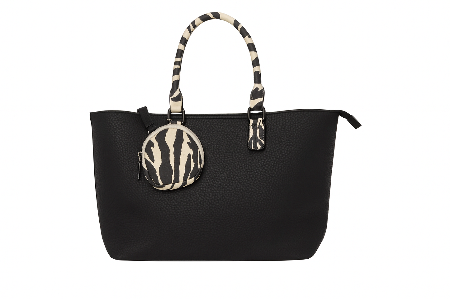 Bolso grande negro animal print