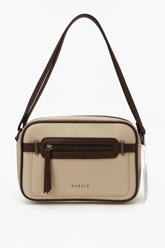Bolso beige bolsillo delantero
