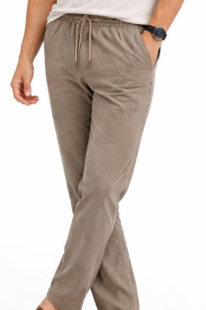 Pantalón largo de lino beige