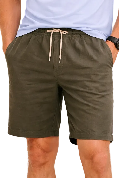 Pantalón corto de lino kaki