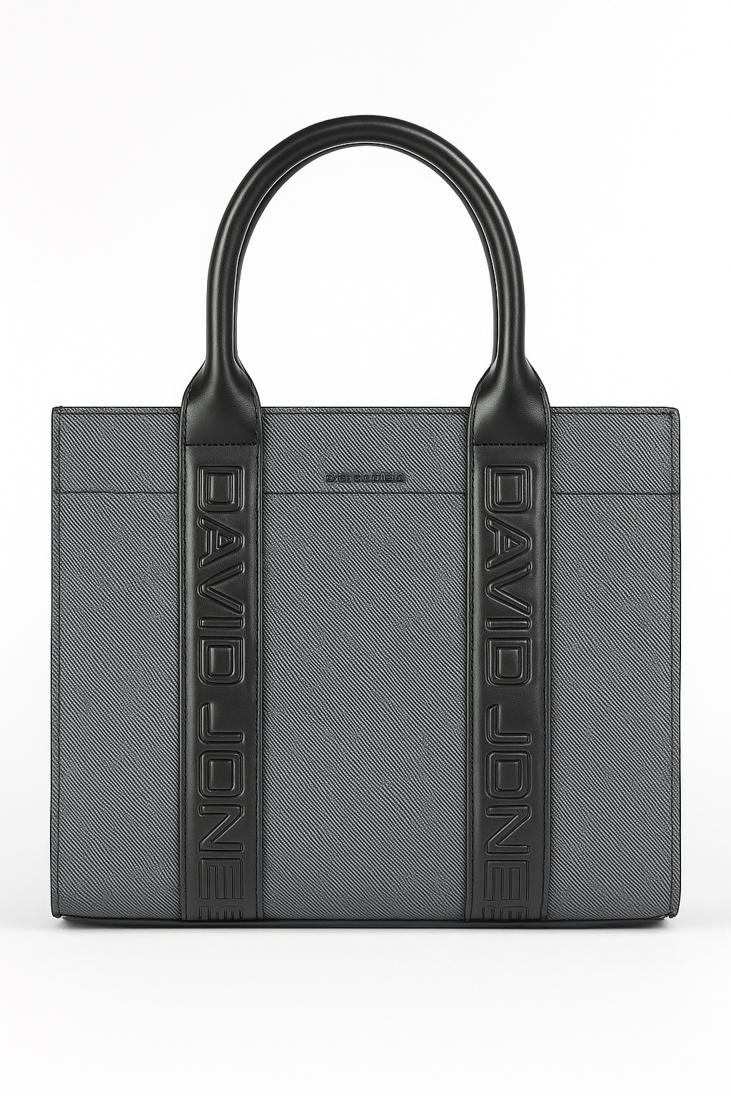 Bolso gris mediano con asas negras