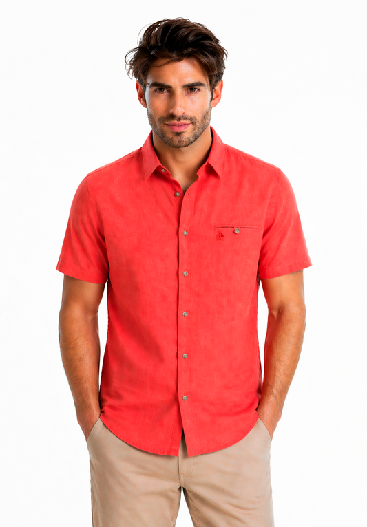 Camisa manga corta Rojo coral