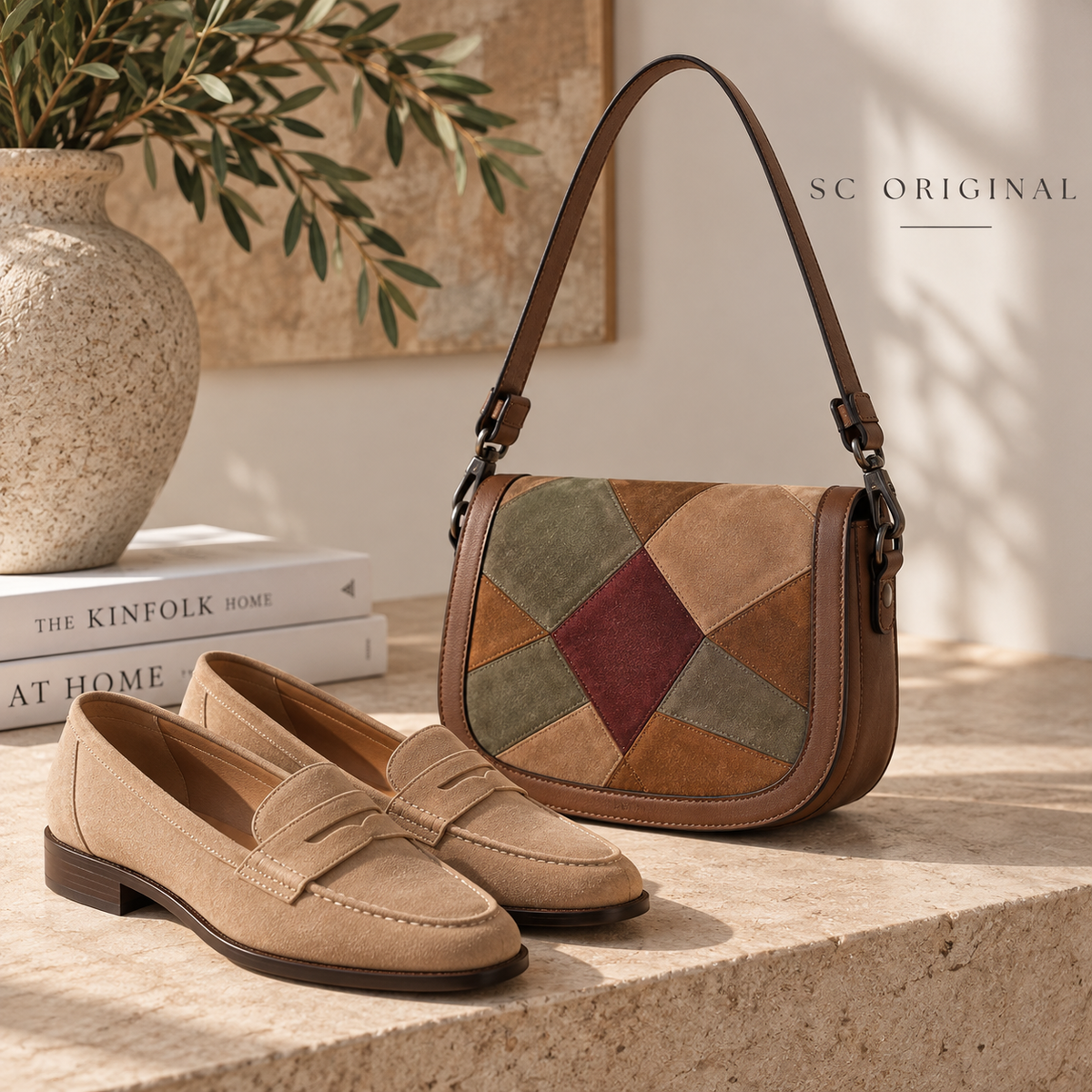 Bolso mosaico tonos marrones