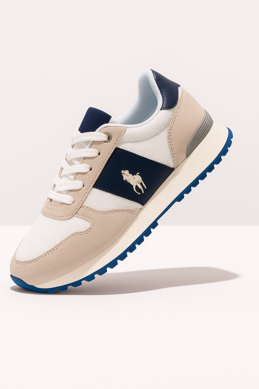 Zapatillas deportivas beige y azul