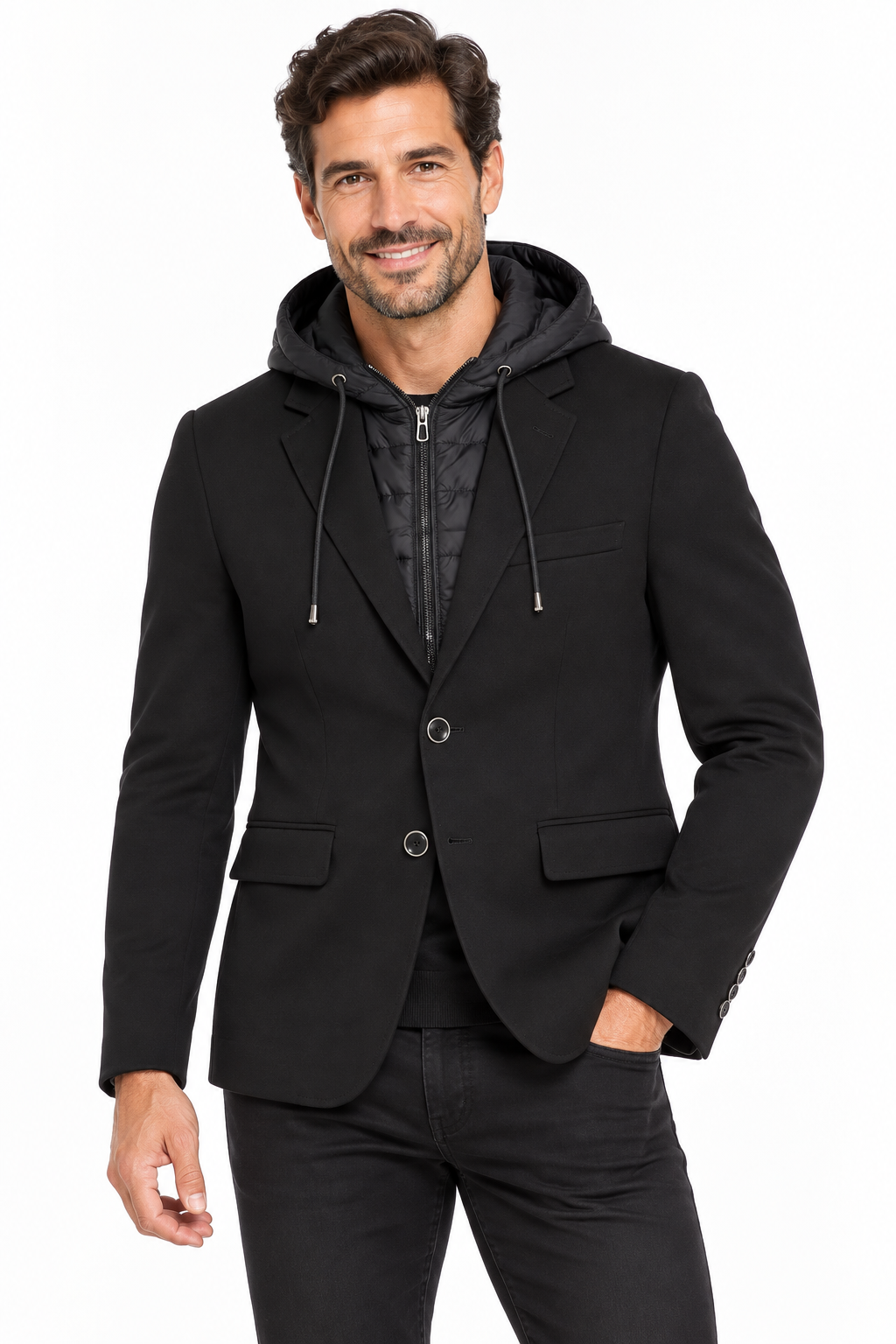 Americana Hombre AYNA Lino Clemente Negro