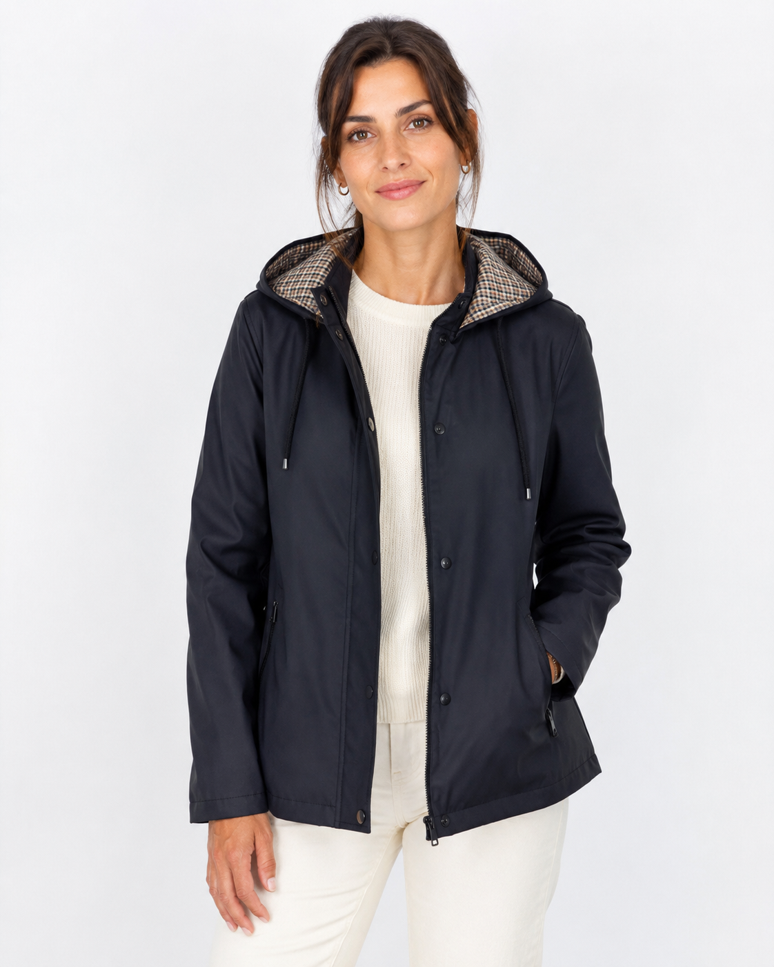 Chaqueta tipo parka con capucha reversible engomada