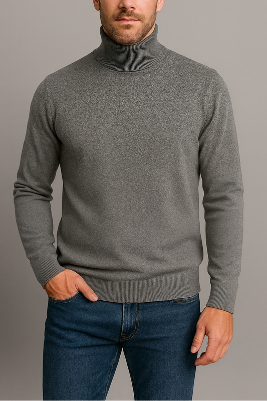 Jersey de hombre cuello vuelto básico gris