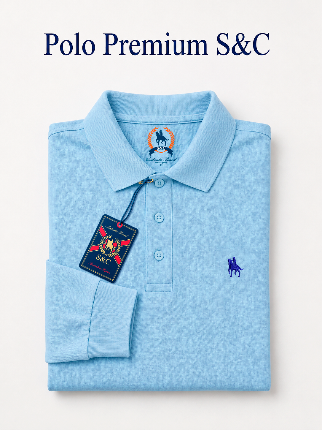 Polo Premium de manga larga sky blue