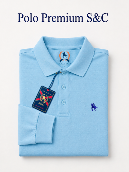 Polo Premium de manga larga sky blue