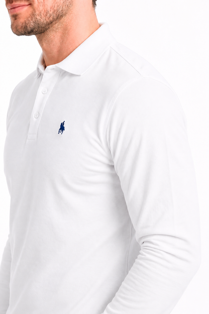 Polo Premium de manga larga blanco