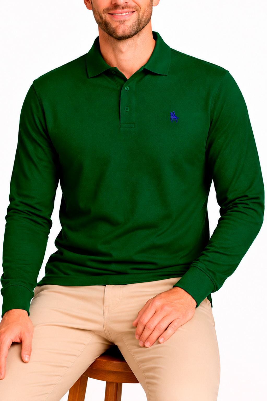 Polo Premium manga larga Verde Botella