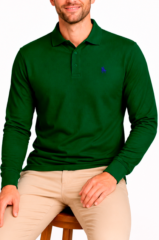 Polo Premium manga larga Verde Botella