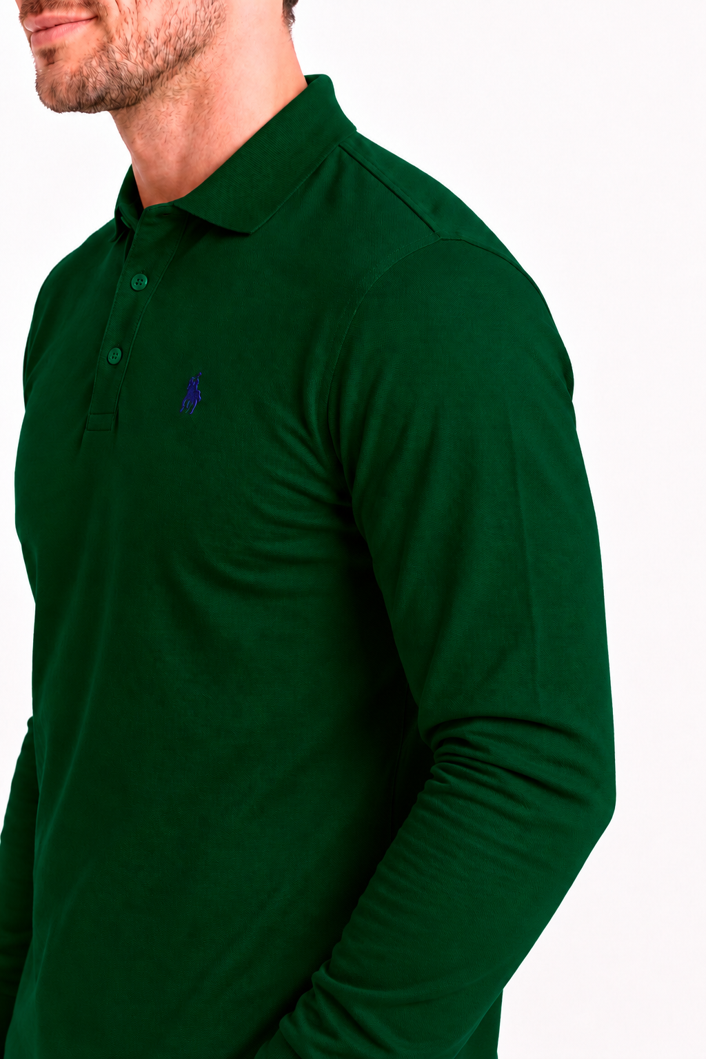 Polo Premium manga larga Verde Botella