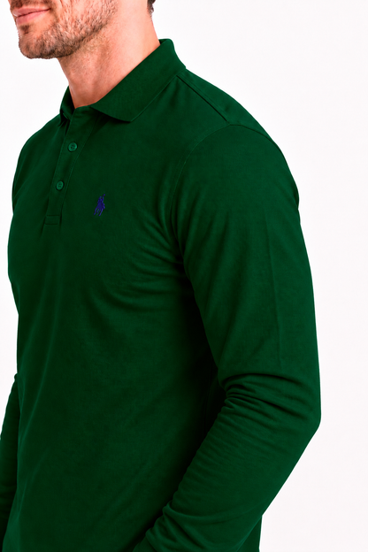 Polo Premium manga larga Verde Botella