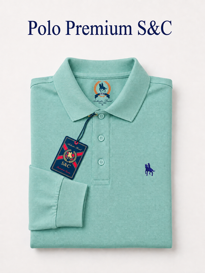Polo Premium de manga larga sage