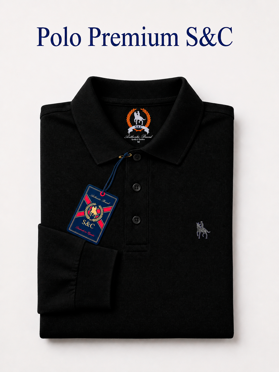 Polo Premium de manga larga negro