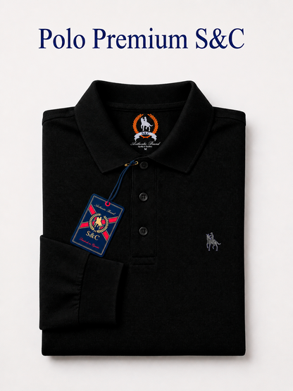 Polo Premium de manga larga negro