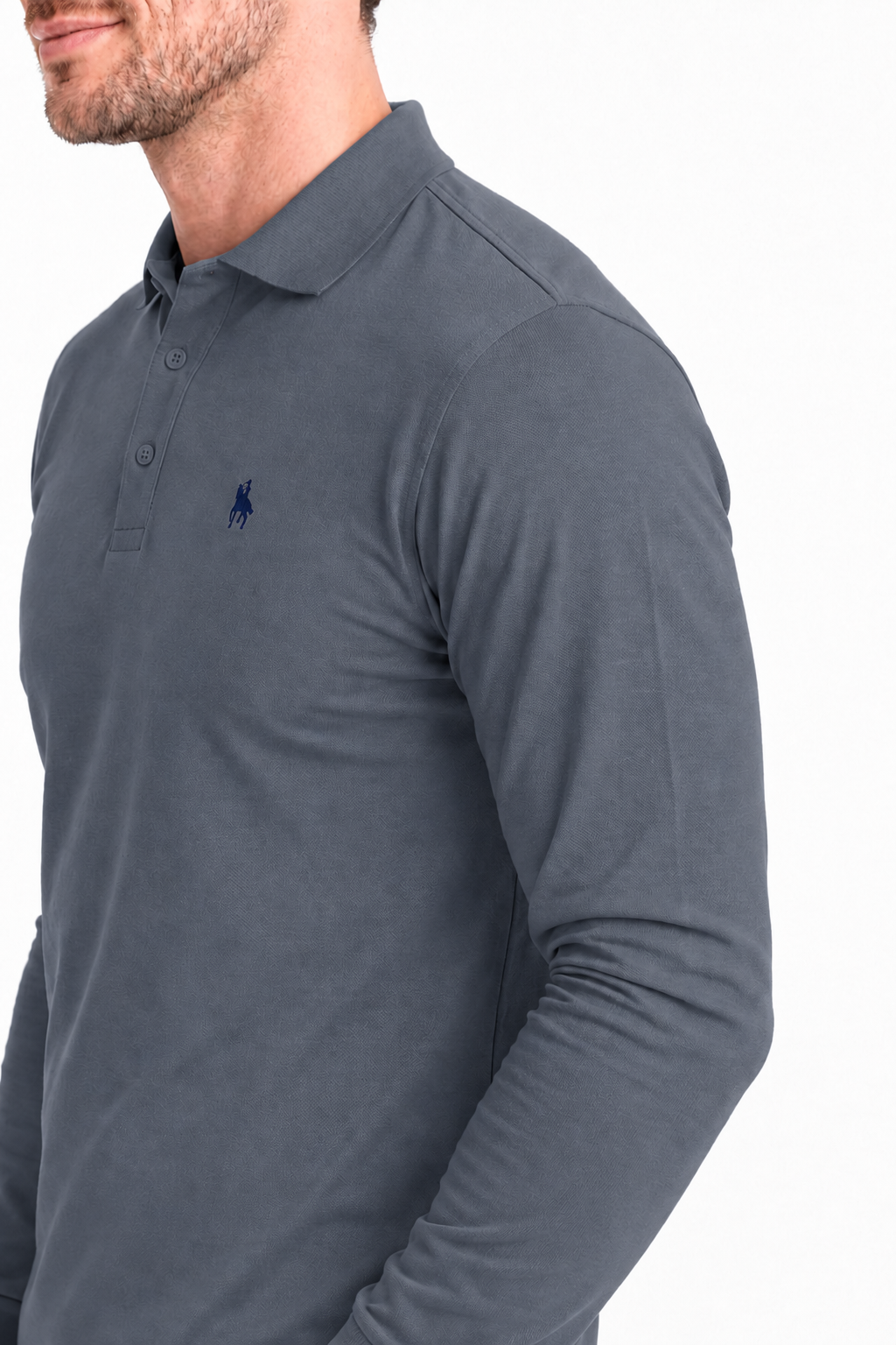 Polo Premium de manga larga blue fog