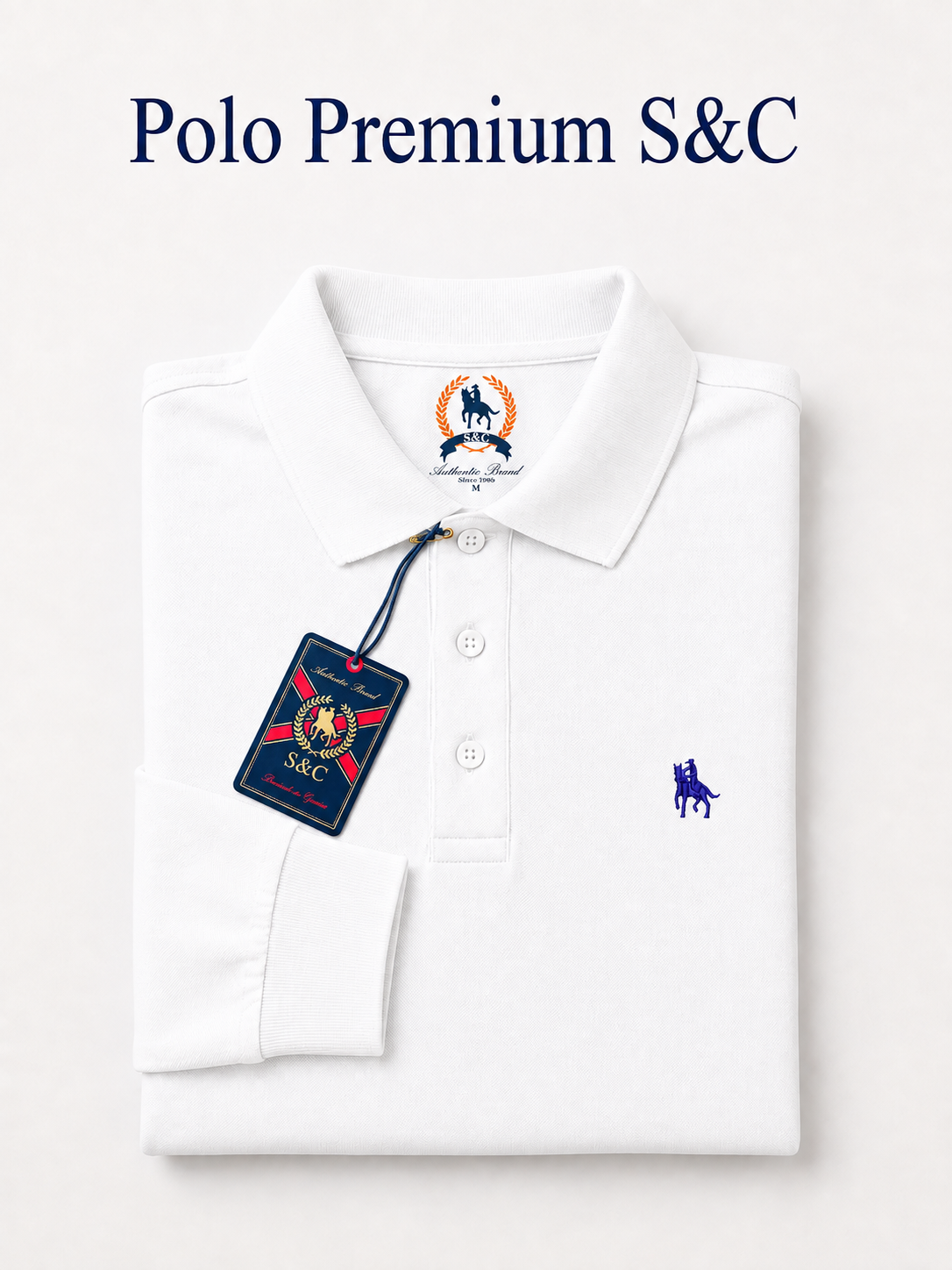 Polo Premium de manga larga blanco