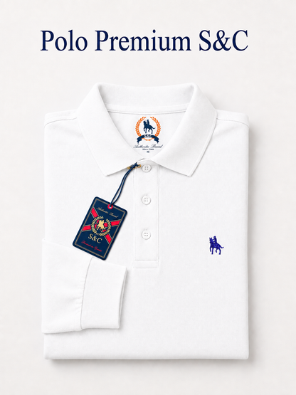 Polo Premium de manga larga blanco