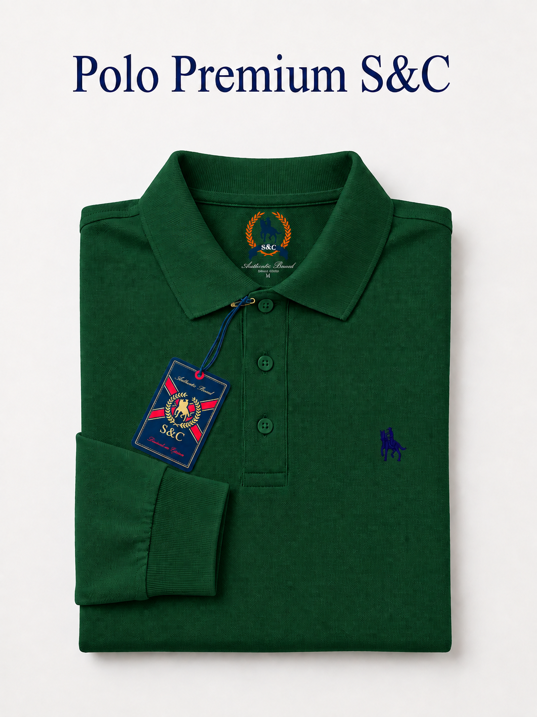 Polo Premium manga larga Verde Botella