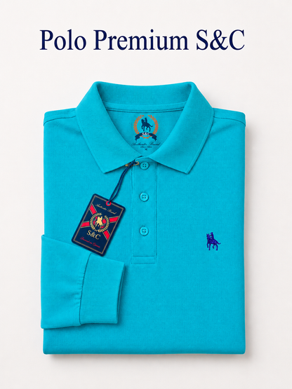 Polo manga larga Turquesa