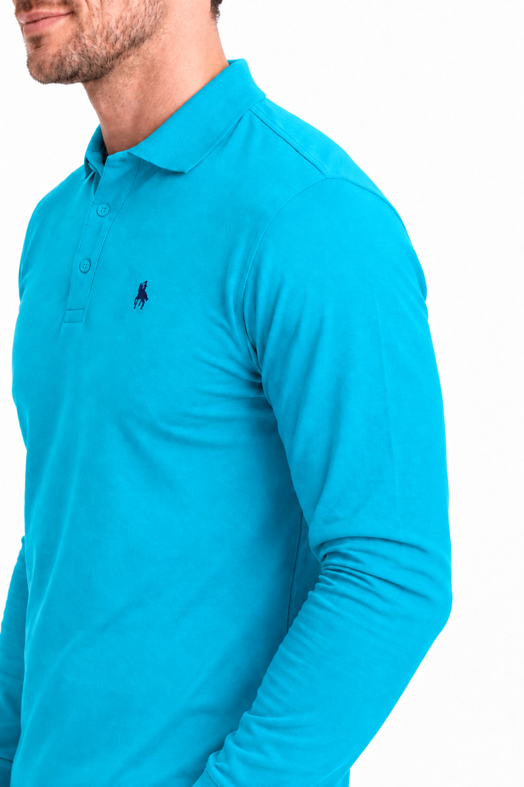 Polo manga larga Turquesa