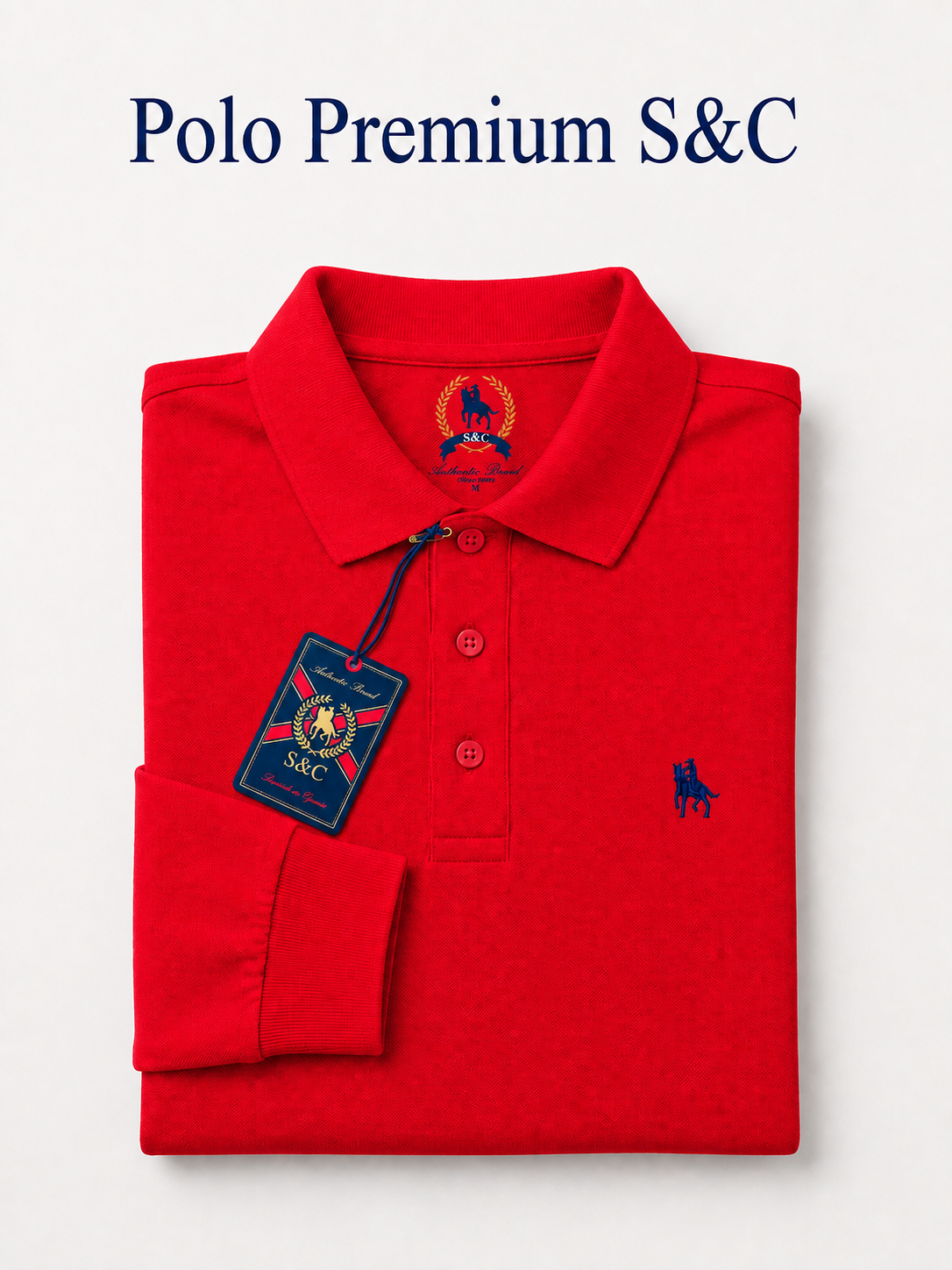 Polo manga larga Rojo