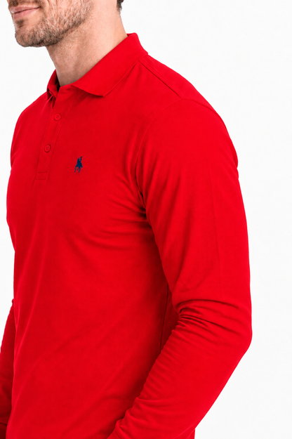 Polo manga larga Rojo