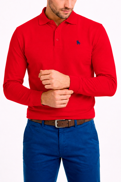 Polo manga larga Rojo