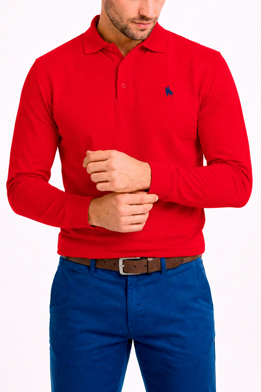 Polo manga larga Rojo