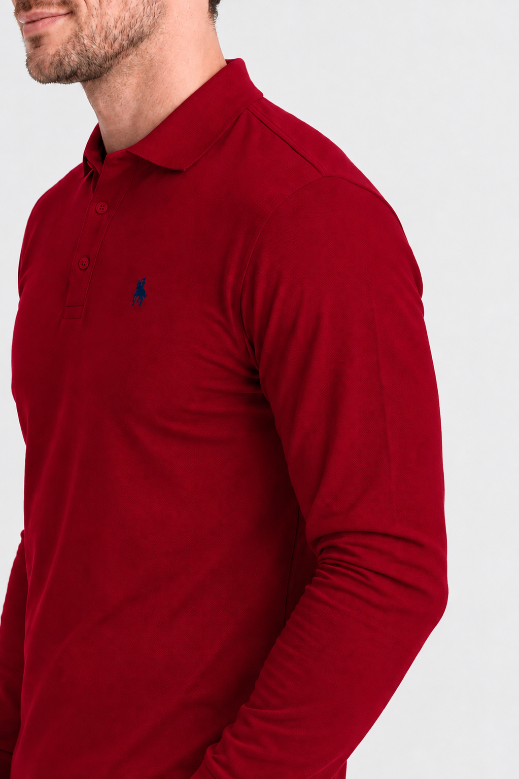 Polo manga larga Granate