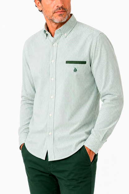 Camisa hombre manga larga Rayas Verde