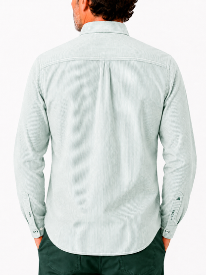 Camisa hombre manga larga Rayas Verde