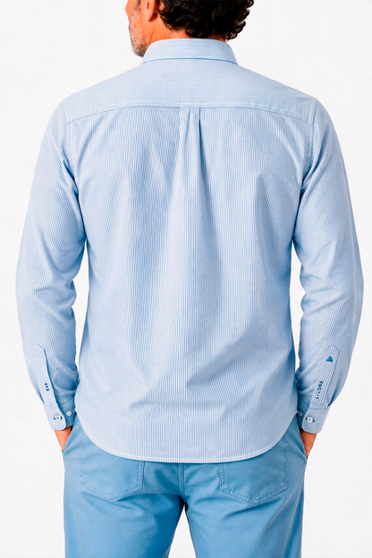 Camisa hombre manga larga Rayas Celeste